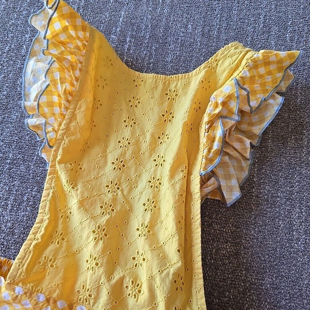 Matilda Jane SPLENDID SUNSHINE PINAFORE Dress 8 Yellow Eyelet Daydream Goldilock - Picture 5 of 10
